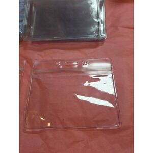 30 Clear Plastic Card Protectors / Badge Holders – Horizontal ID Sleeve Lot